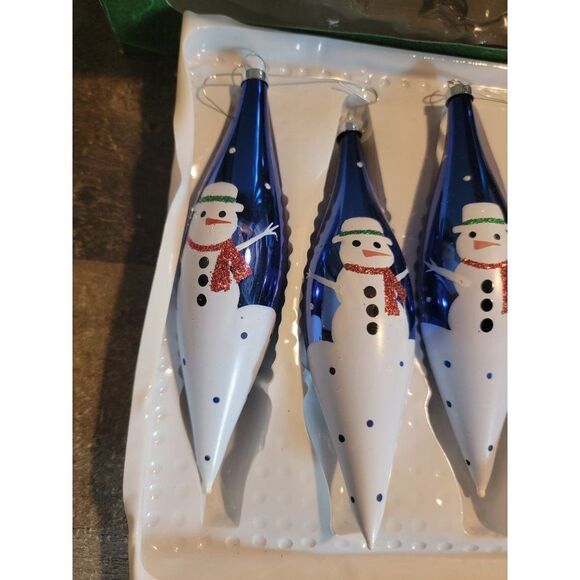 Christmas trimmeries Bradford Snowman blue long sickle ornament Xmas Decor set - Picture 2 of 6